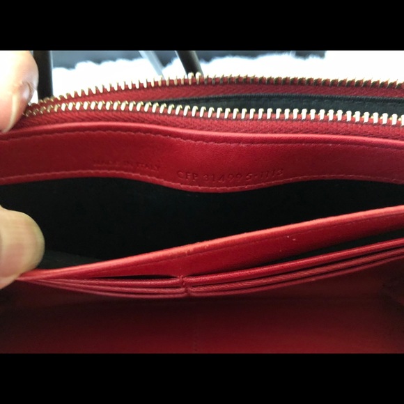 ❌❌SOLD❌❌ YSL “Y” Line Bifold Flap Leather Long Red Wallet - Picture 10 of 11